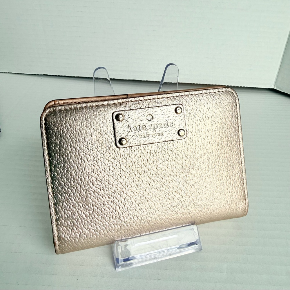 Kate Spade New York Rose Gold Metallic Leather Bifold Wallet